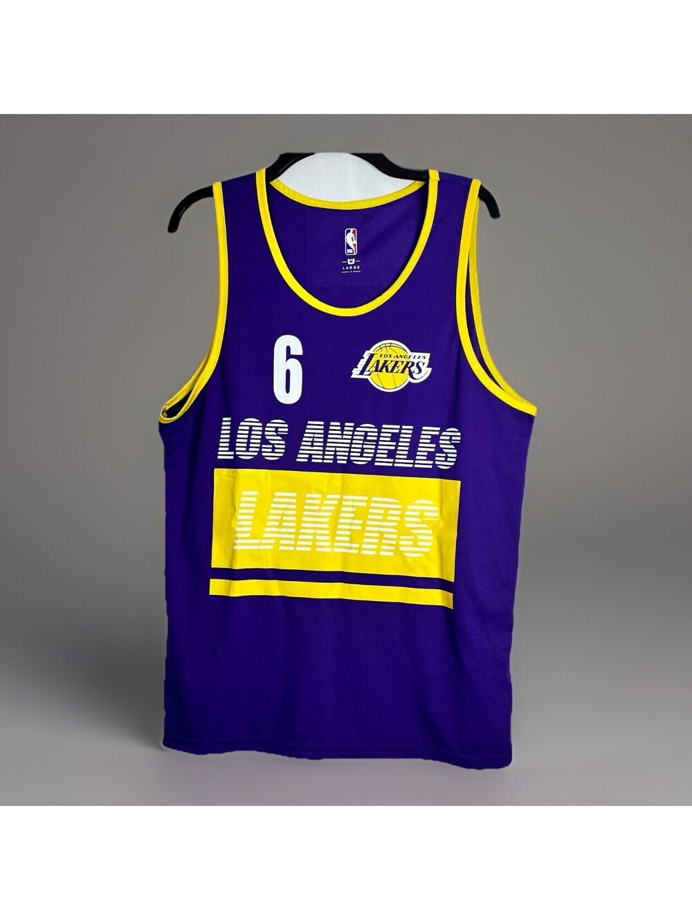 NBA Los Angeles Lakers #6 LeBron James Men’s Size Large Sleeveless Purple Yellow
